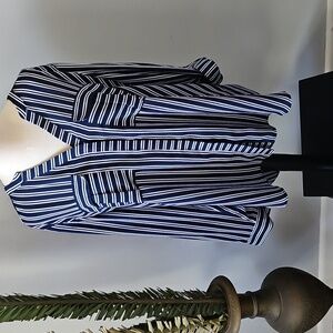 a.n.a Navy and White Striped Button Down Shirt